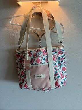 Business and Pleasure Palm Royale Pink Floral Canvas Cooler Tote Bag
